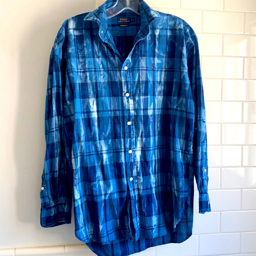 Polo Ralph Lauren Tie Dye Plaid Shirt - Size 6 Womens
